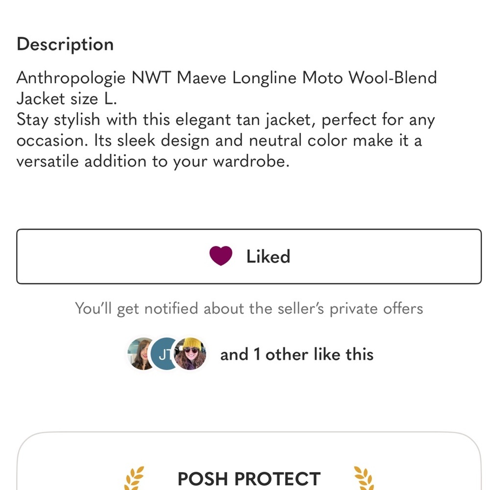 Anthropologie NWT Maeve Longline Moto Wool-Blend Jacket size L. - Picture 17 of 17